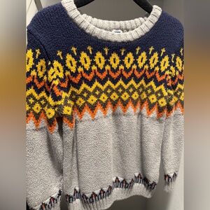 Janie and Jack Navy, Gray & Yellow Fair Isle Crewneck Sweater